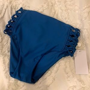 Mikoh Gold Coast Blue High Waisted Bikini Bottom